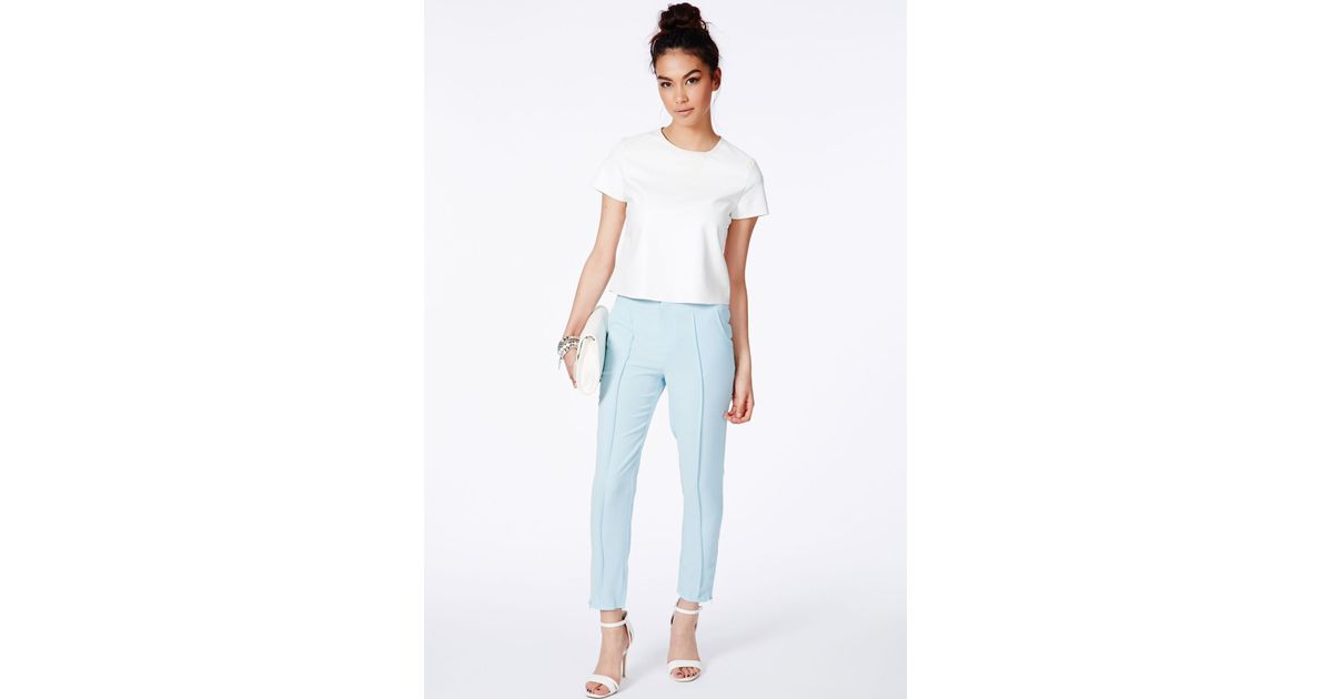 blue cigarette pants