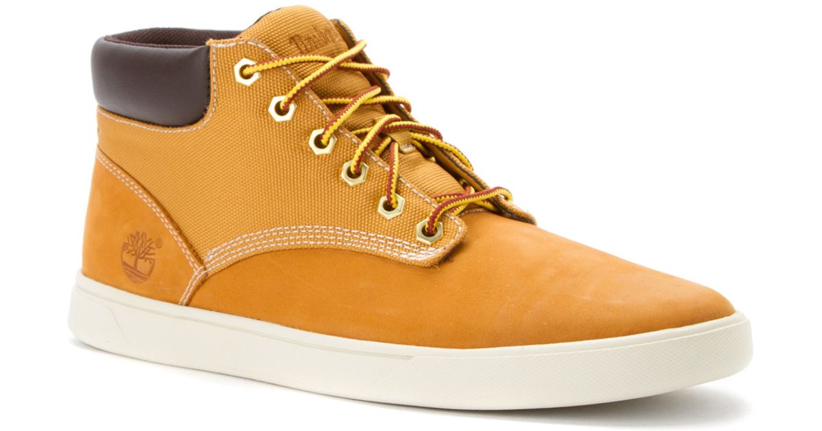 timberland groveton plain toe leather and fabric chukka