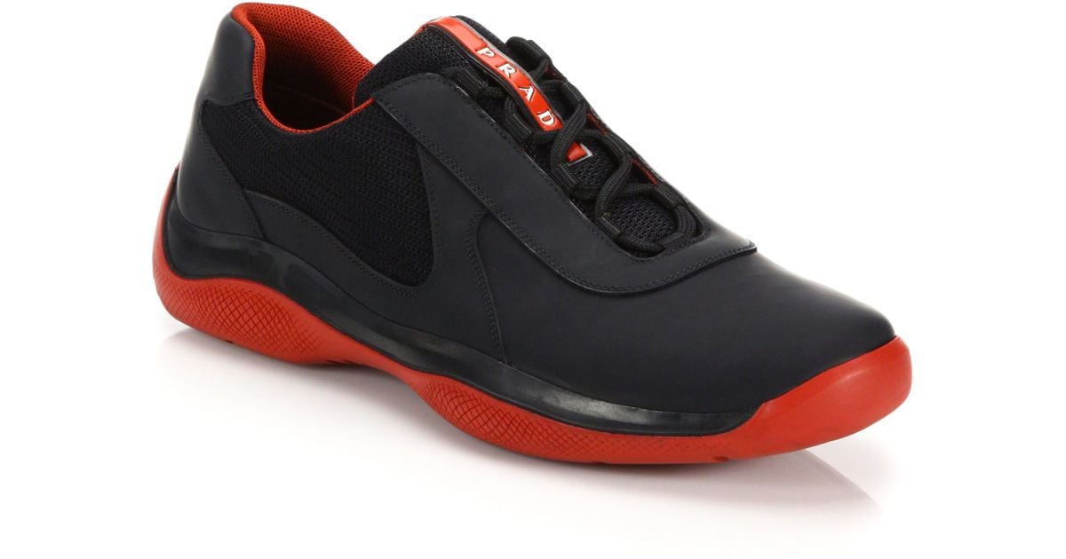 red and black prada sneakers
