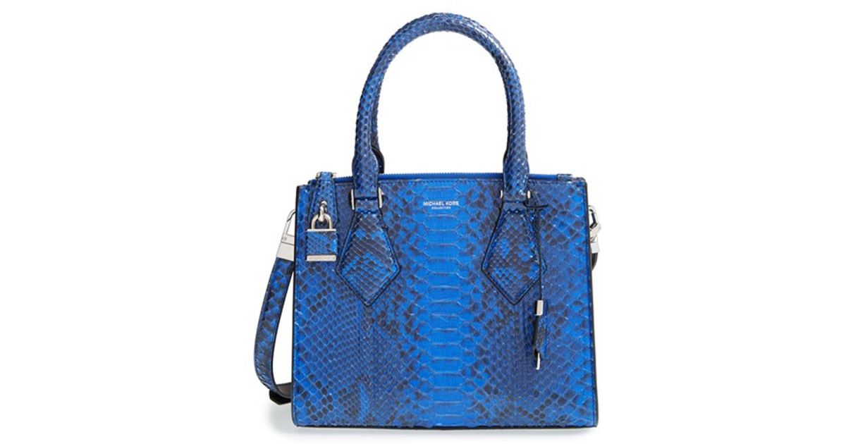 blue snakeskin handbag