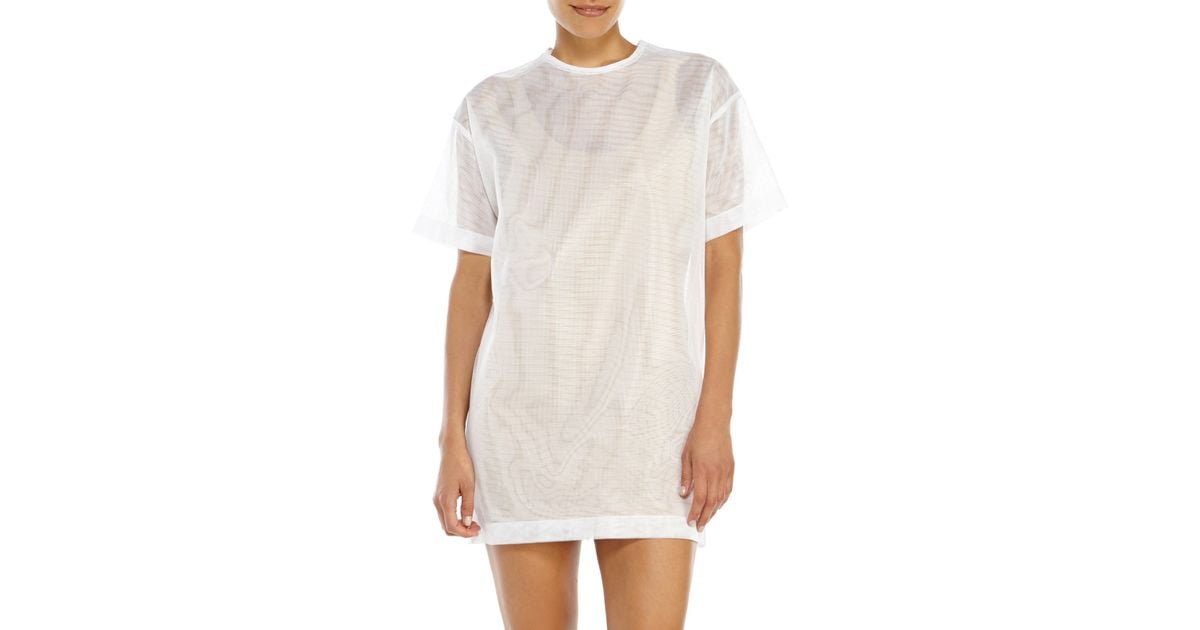 white mesh shirt dress
