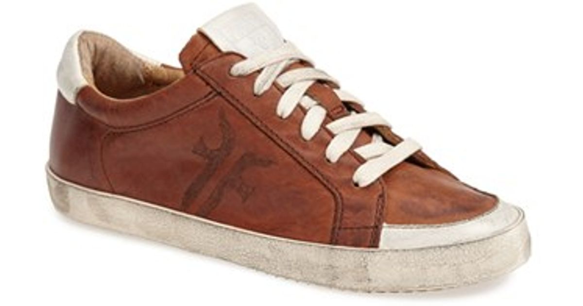 cognac leather sneakers