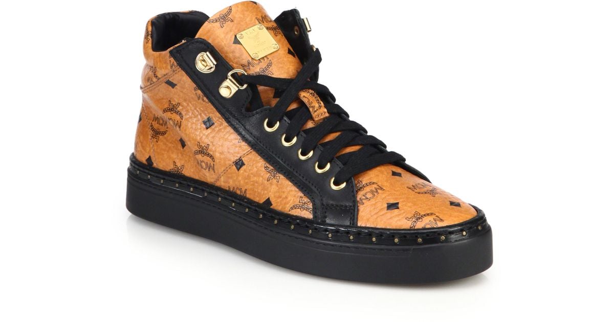 MCM Coated Canvas Mid-top Sneakers in 