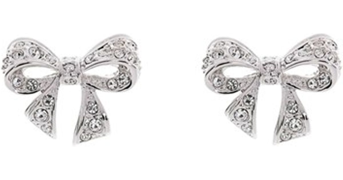 Lyst Ted Baker Pepe Crystal Bow Stud Earrings In Metallic