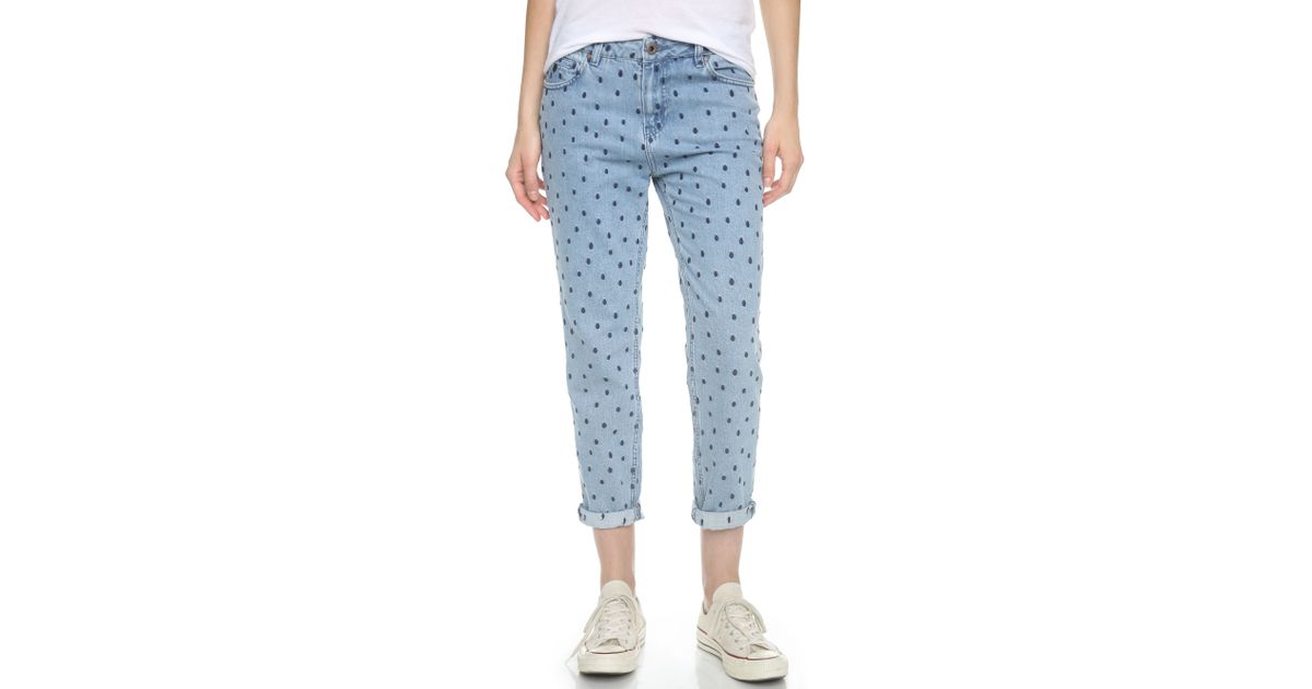 Scotch & Soda Polka Dot Boyfriend Jeans - Denim in Blue | Lyst