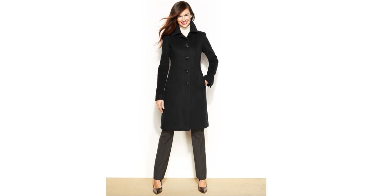 anne klein club collar wool blend coat