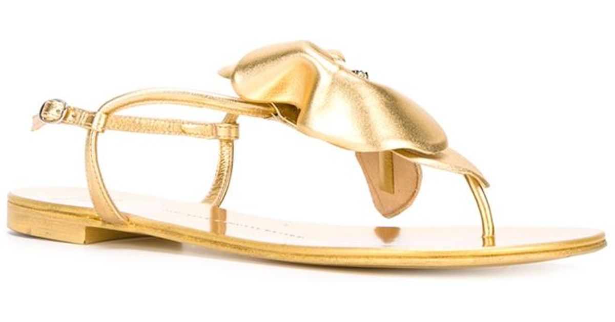 Lyst - Giuseppe zanotti Flower Sandals in Metallic