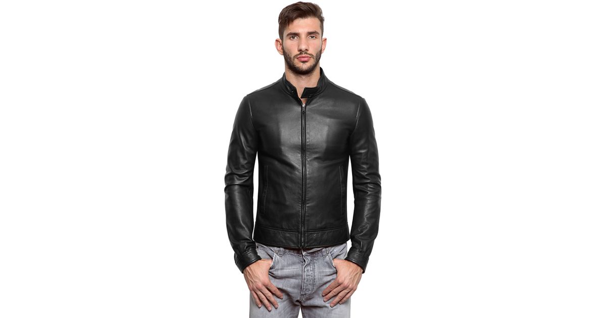 Dolce Gabbana Black Nappa Leather Biker Jacket For Men