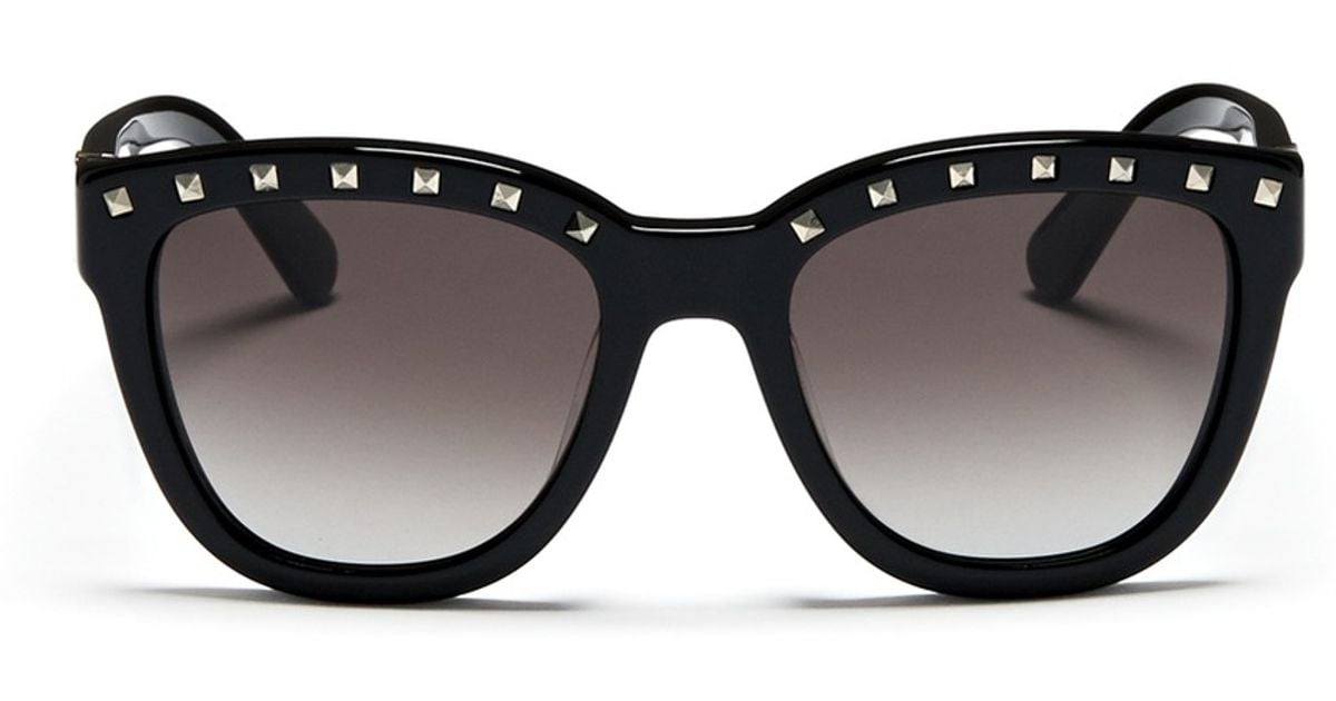 Valentino Rockstud Square-frame Sunglasses in Black - Lyst