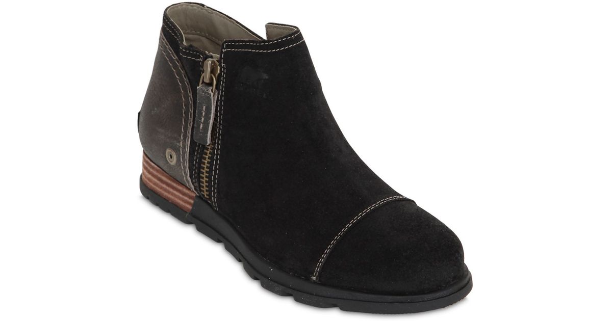 Premium Suede Ankle Boots in Black 