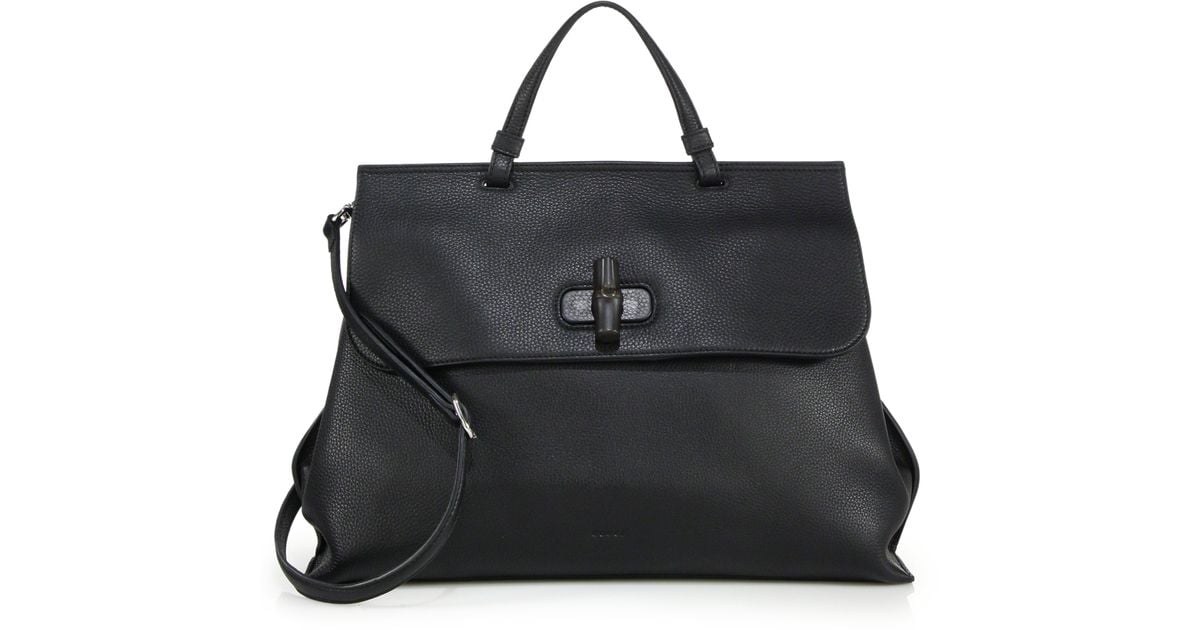 Leather Top-handle Bag in Black 