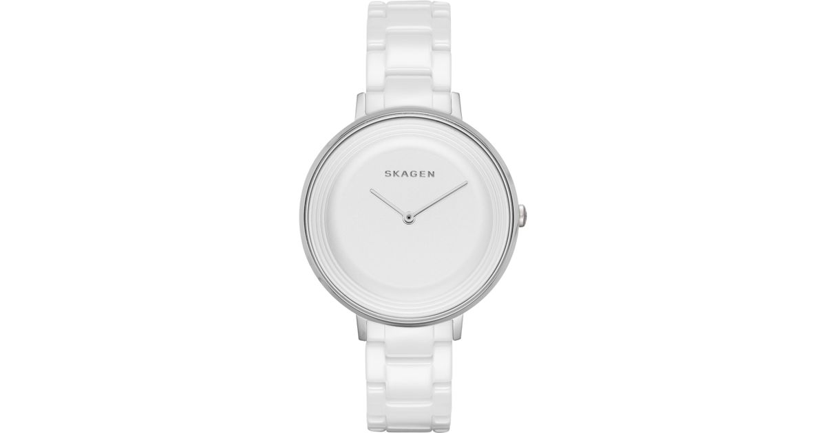 Skagen white ceramic watch top