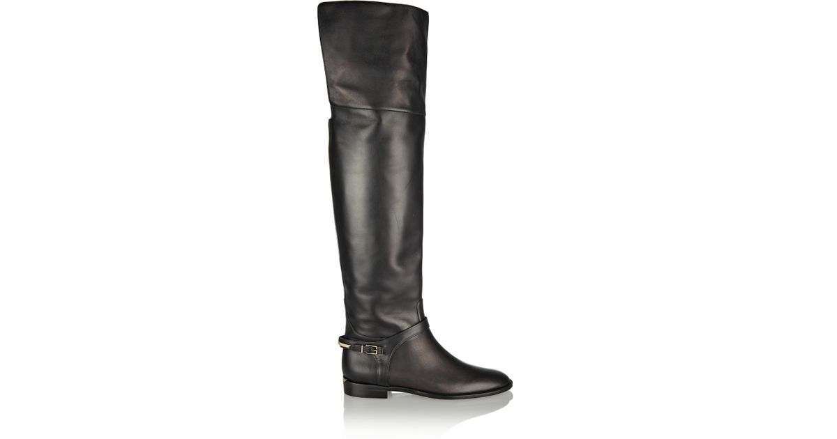 Burberry Leather Over-The-Knee Boots in Black - Lyst