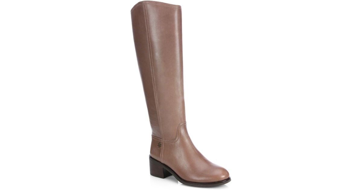 Tory Burch Fulton Leather Knee-High Boots in Brown - Lyst