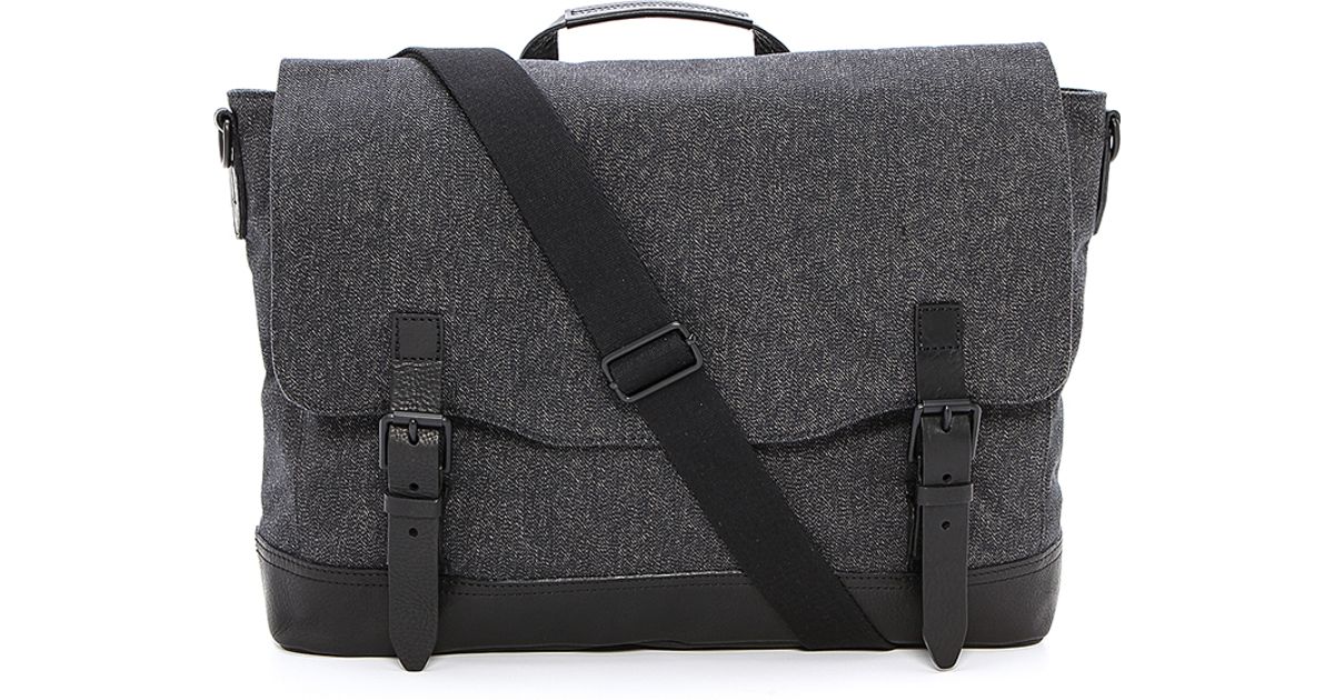 Rag Bone Black Rugged Messenger Bag For Men