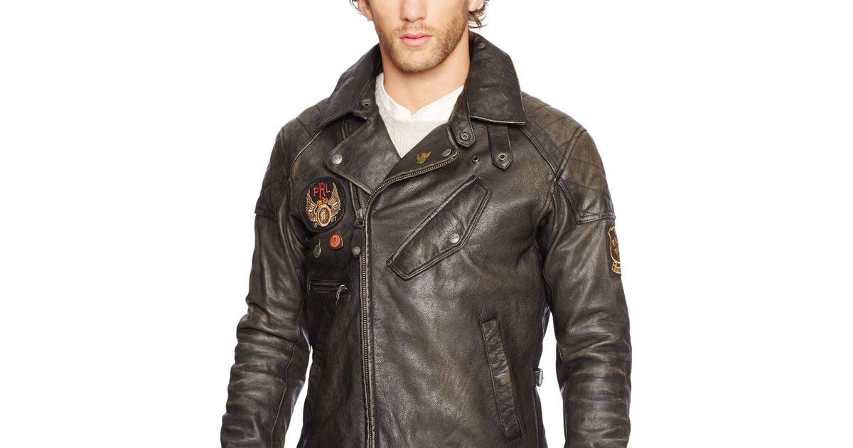 Polo Ralph Lauren Leather Motorcycle Jacket In Black For Men Lyst
