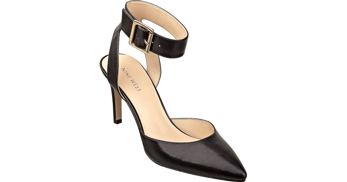 Nine West Callen Ankle Strap Heels in Black Leather (Black) Lyst