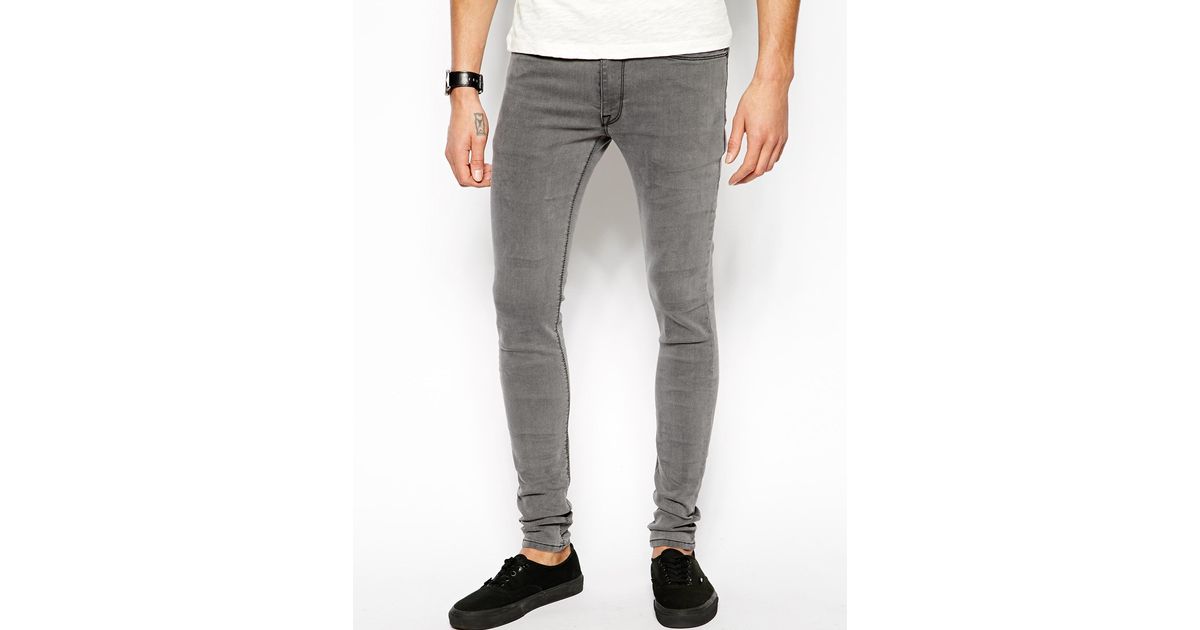 Asos Extreme Super Skinny Jeans In Light Grey in Gray for Men (Grey) | Lyst