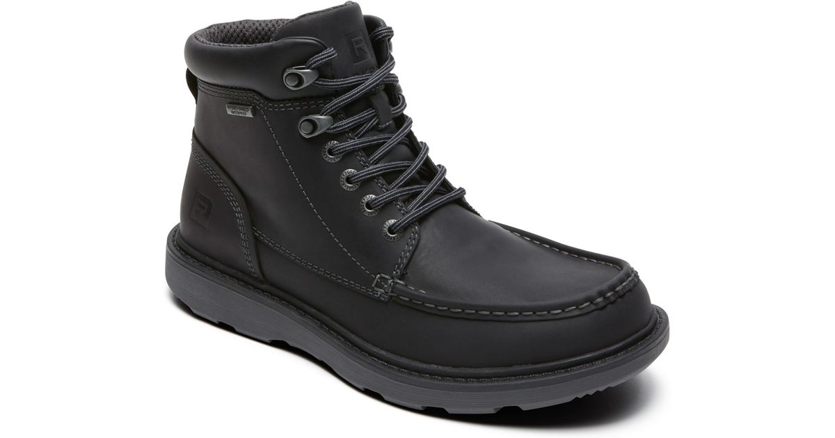 Rockport Leather Boat Builders Waterproof Moc Toe Boot in Black for Men ...