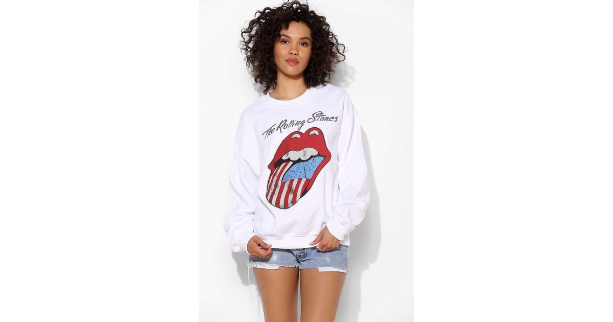 Urban Outfitters Rolling Stones Flag Tongue Sweatshirt in White Lyst