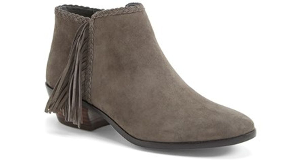 gray fringe booties