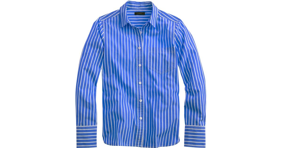 blue vertical stripe shirt