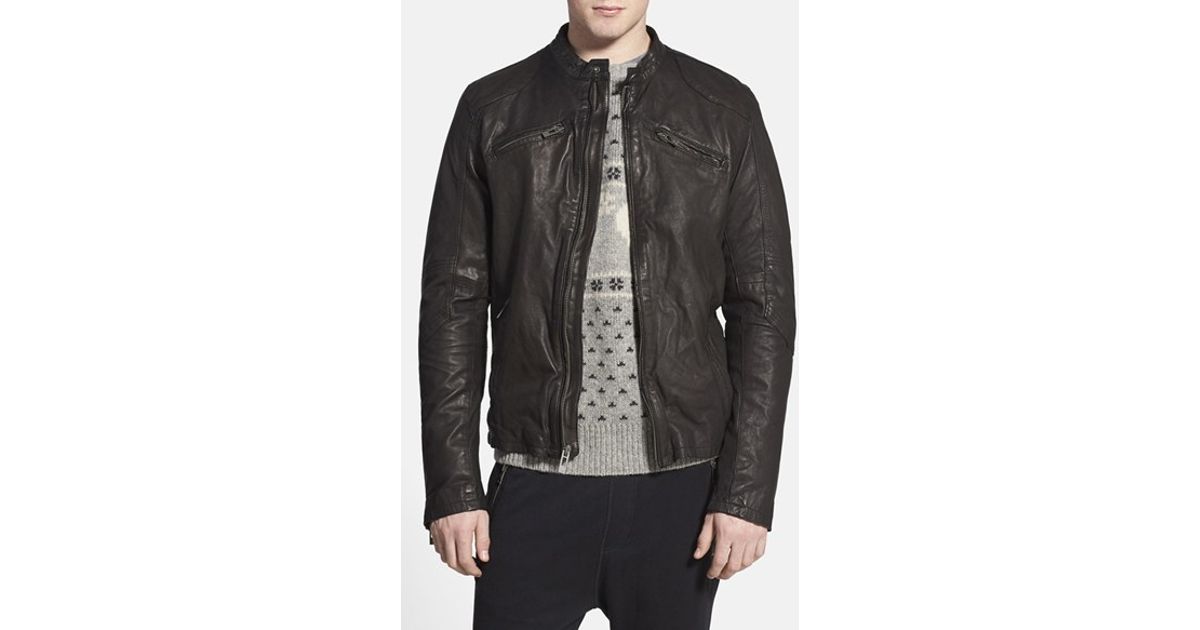 Rogue Mustang Black Leather Racing Jacket For Men