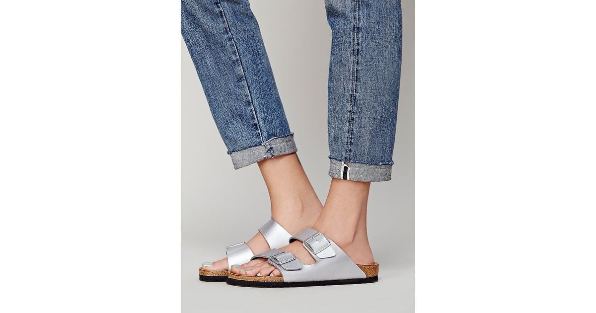 arizona metallic silver birkenstock