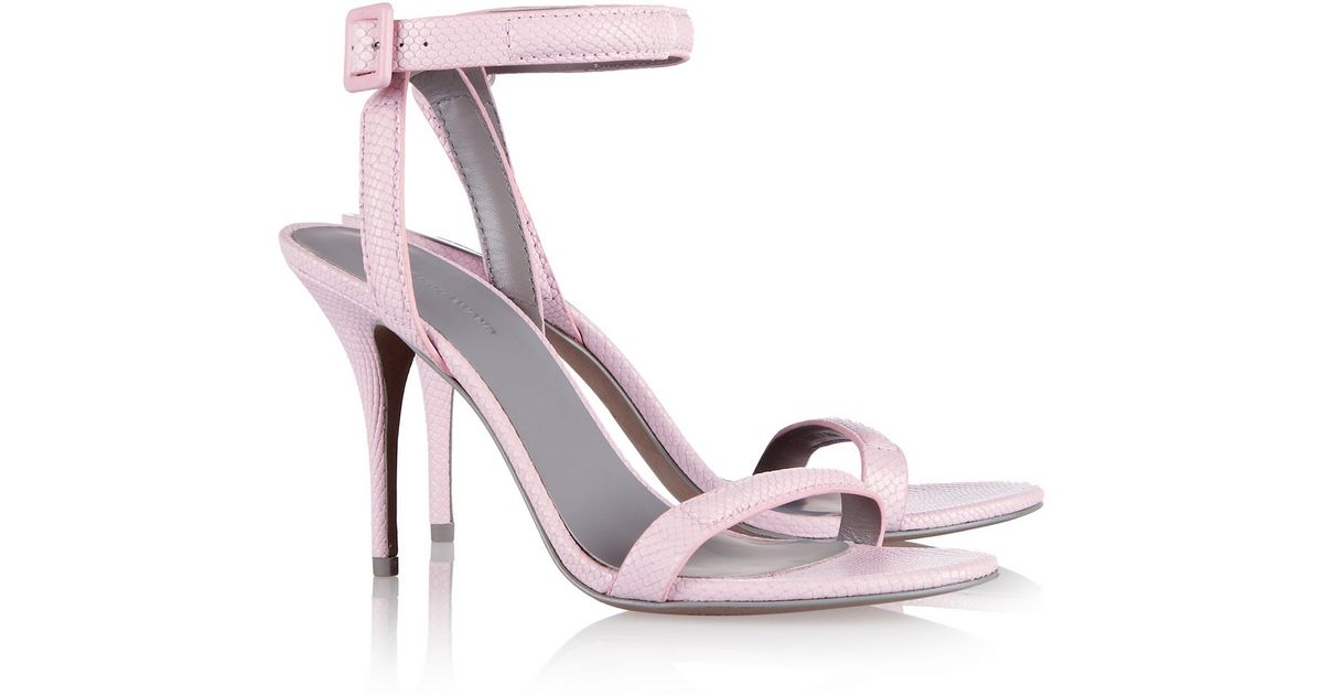 Alexander Wang Antonia Snakeeffect Leather Sandals in Pink - Lyst