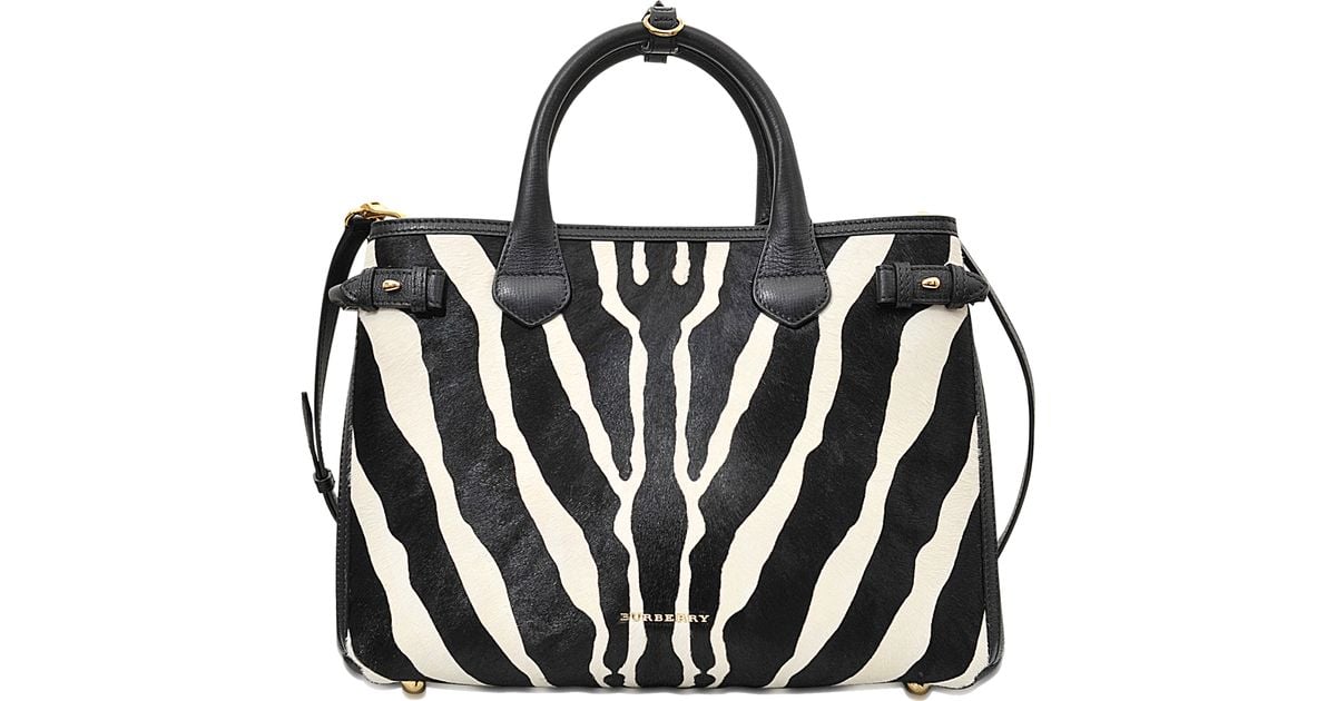Burberry Black Md Banner Zebra Printed Bag Burberry Black Md Banner Zebra Printed Bag