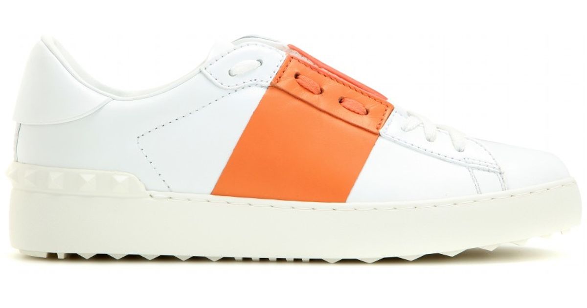 Valentino Open Leather Low-Top Sneakers 