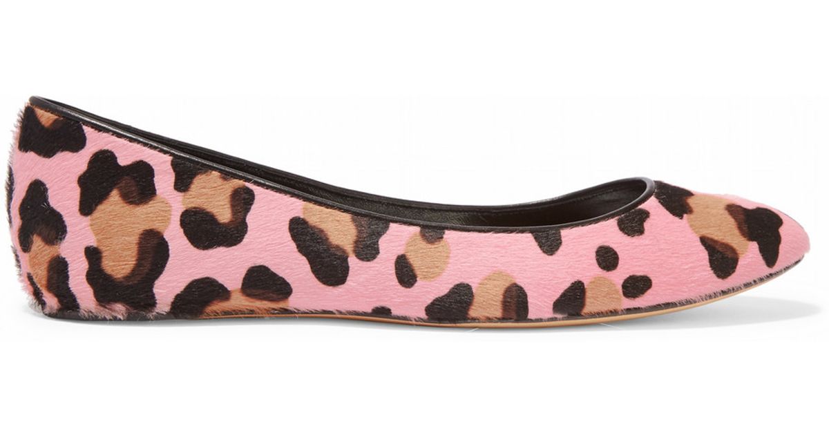 Casadei Leopard-print Calf Hair Ballet Flats in Pink - Lyst