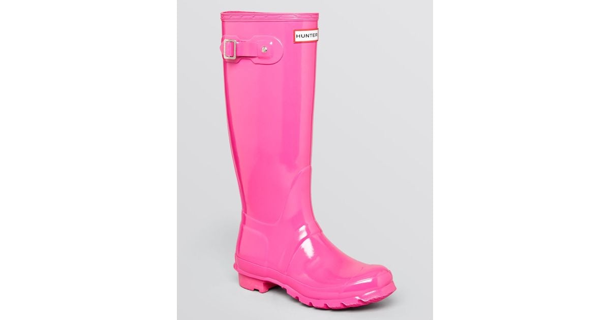 HUNTER Rain Boots Original Tall Gloss in Pink Lyst