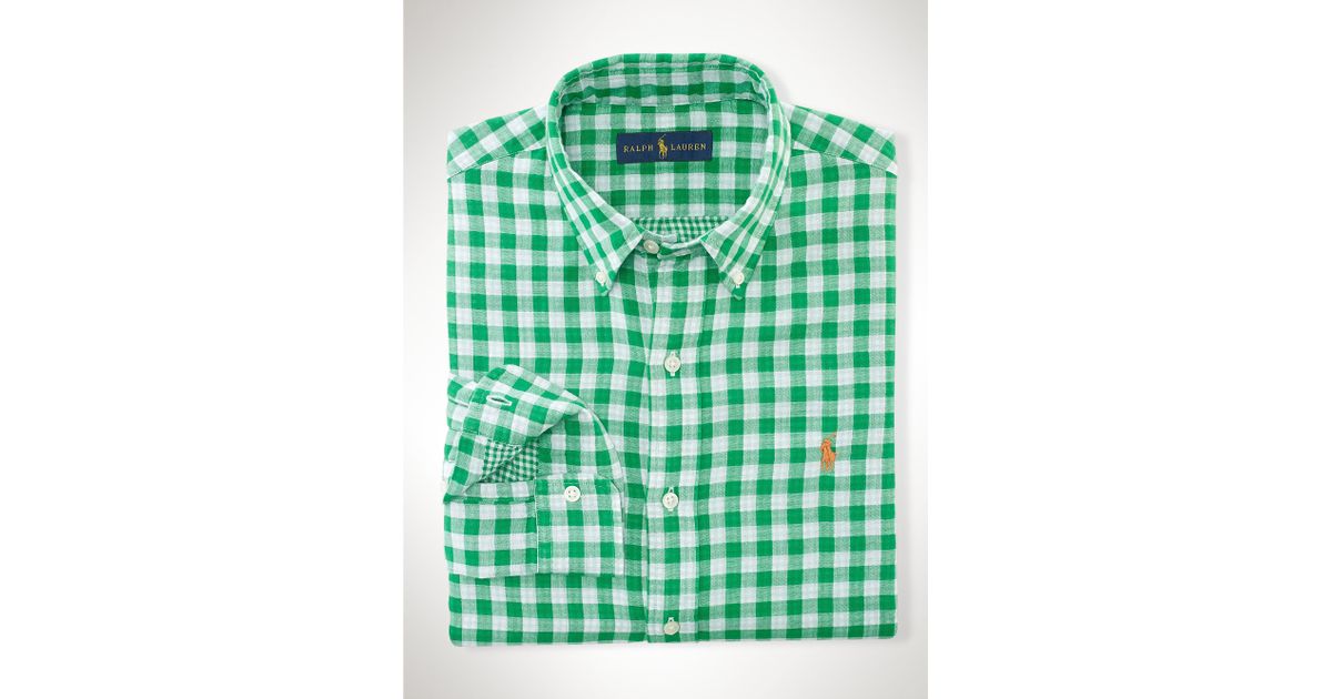 ralph lauren green gingham shirt