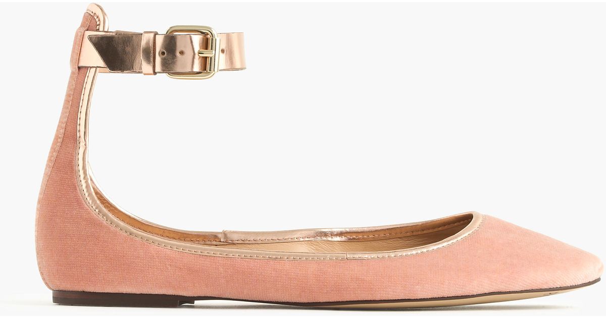 velvet flats with strap