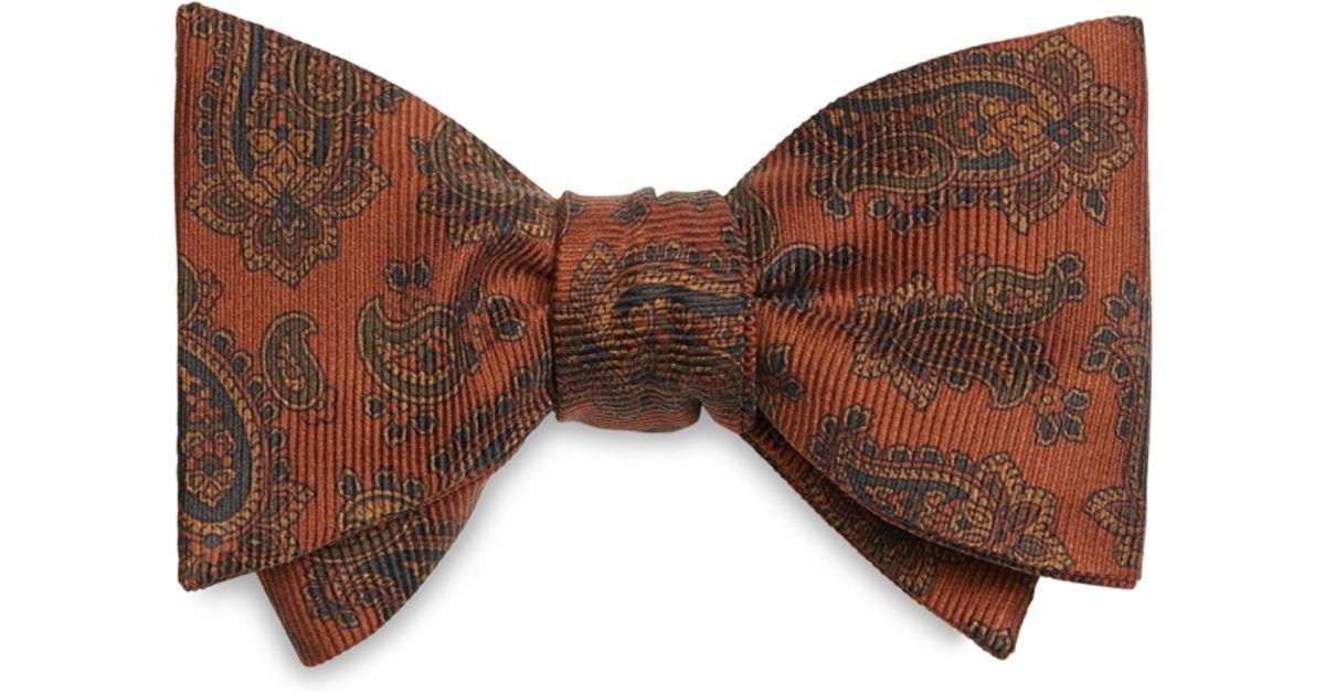 Brooks Brothers Silk Ancient Madder Paisley Bow Tie in Orange for Men