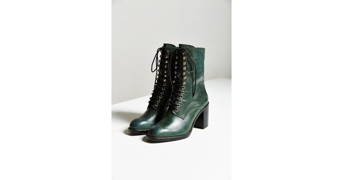 green lace up boots