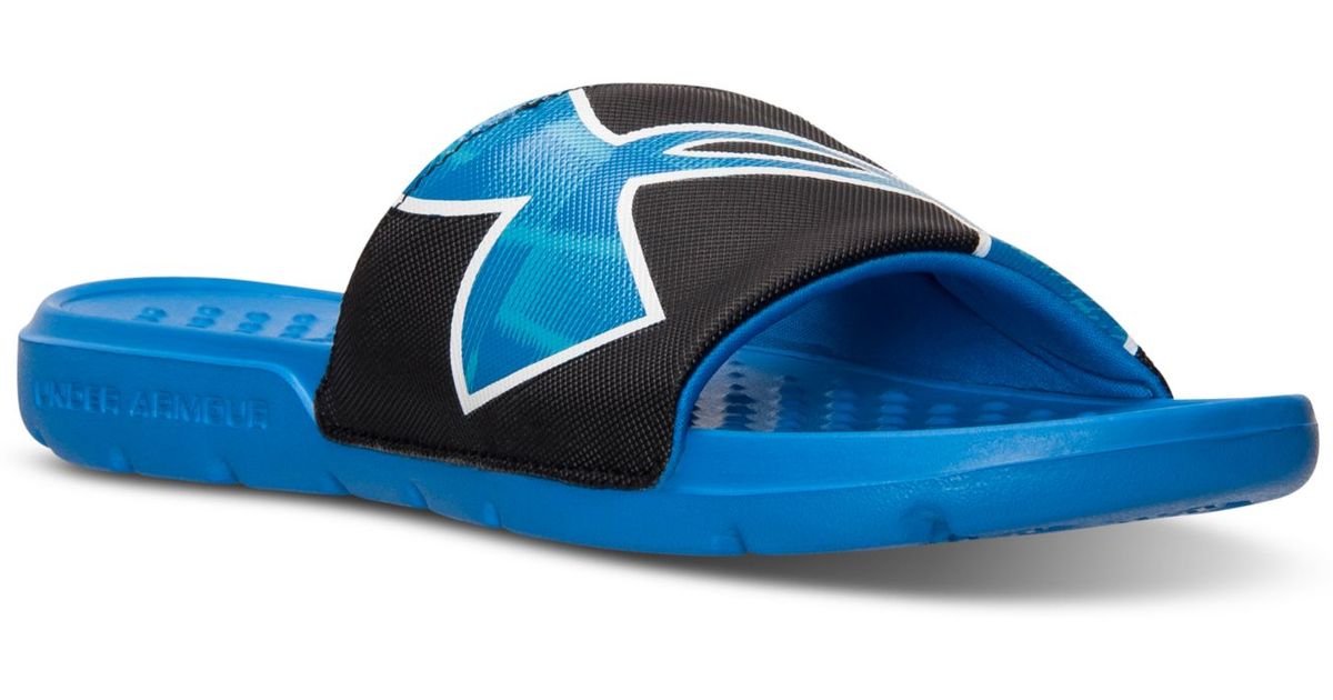 blue under armour slides
