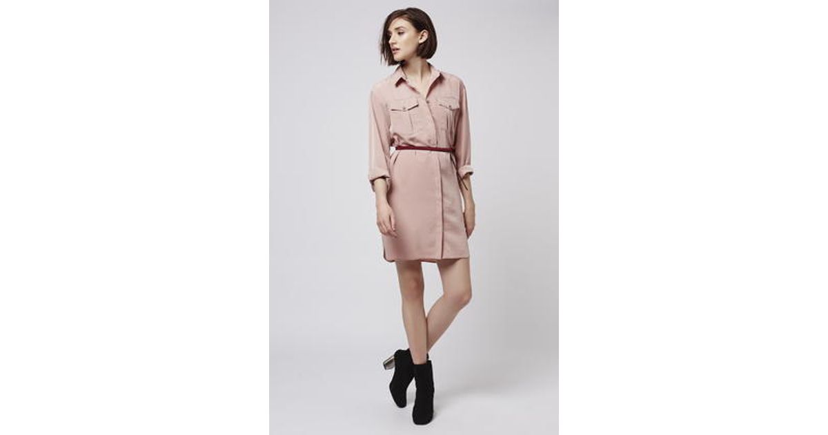 topshop pink shirt dress