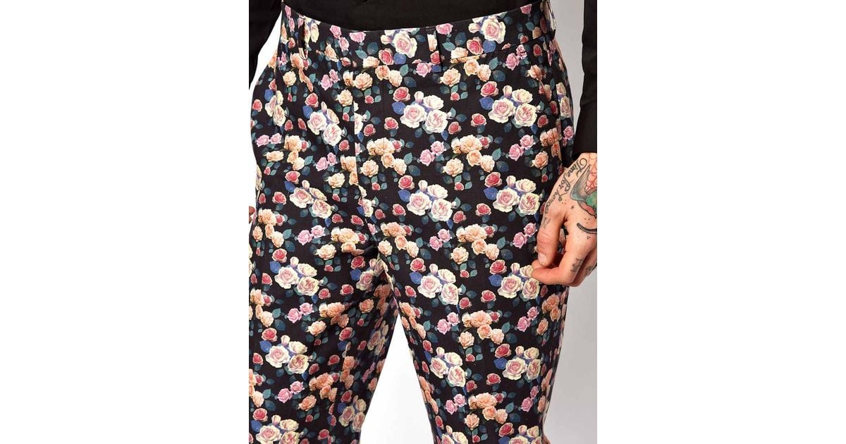 ASOS Slim Fit Smart Trousers In Floral Print for Men Lyst