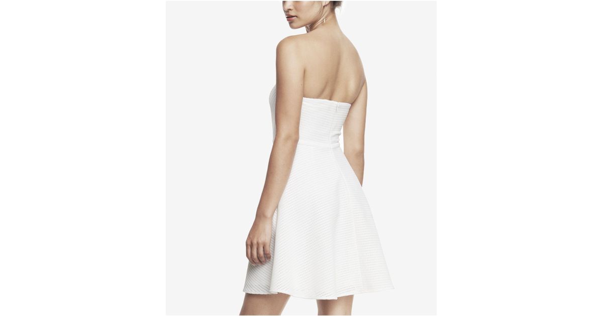 white strapless fit and flare dress