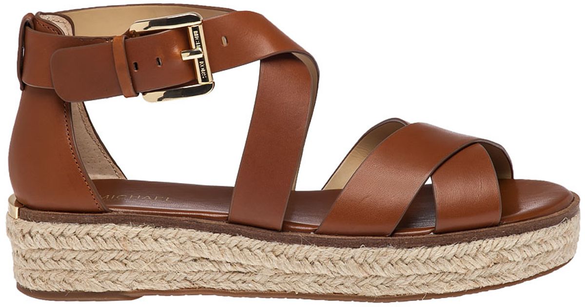 MICHAEL Michael Kors Darby Leather Platform Sandals in Brown - Lyst