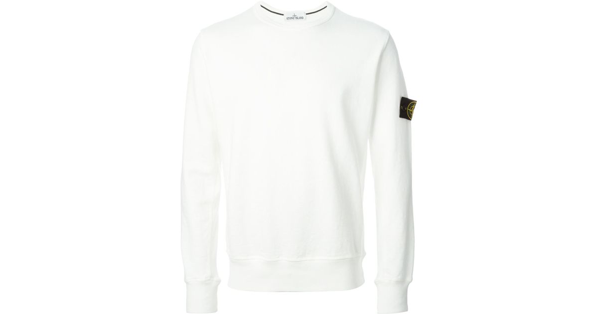 Stone Island Crew Neck Sweatshirt in White for Men - Lyst