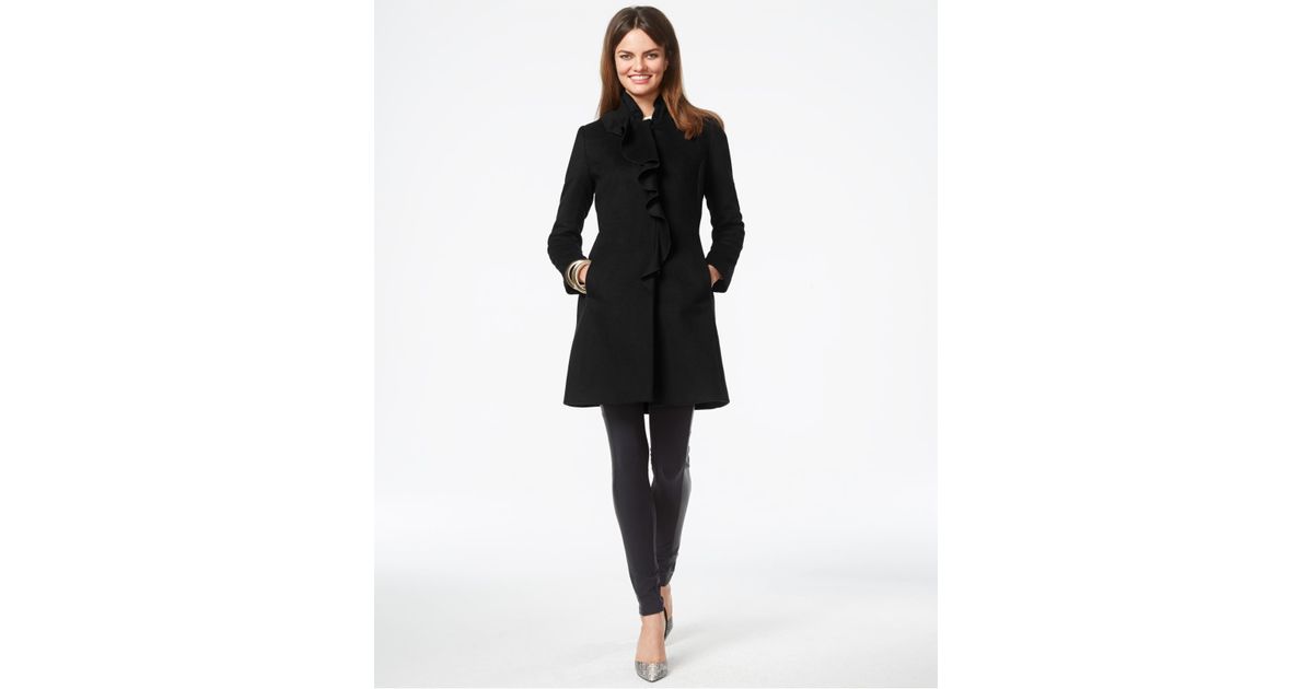 dkny black wool coat