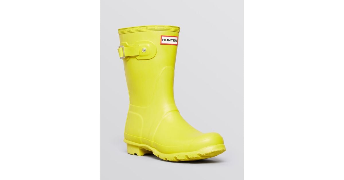 short yellow hunter rain boots