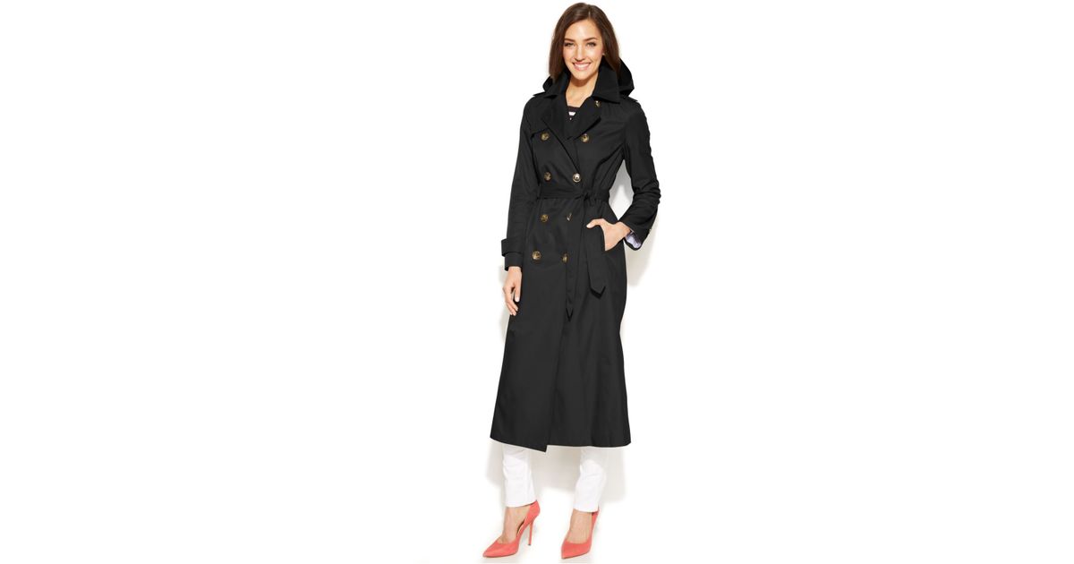 London Fog Hooded Double Ted Maxi, London Fog Black Hooded Trench Coat