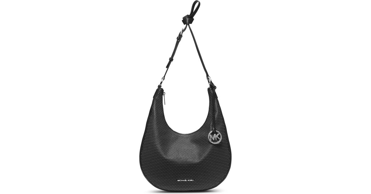 Michael Kors Michael Medium Rhea Studded Slouchy Shoulder Bag in Black