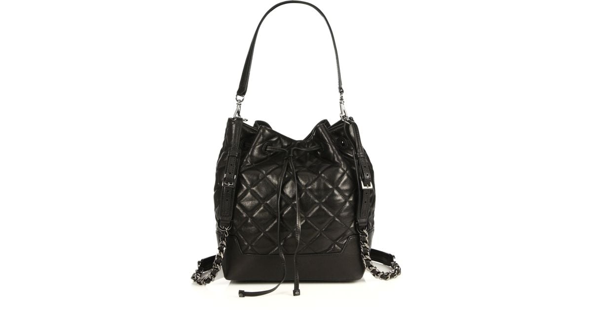 Alice + Olivia Quilted Bucket Bag in Black | Lyst