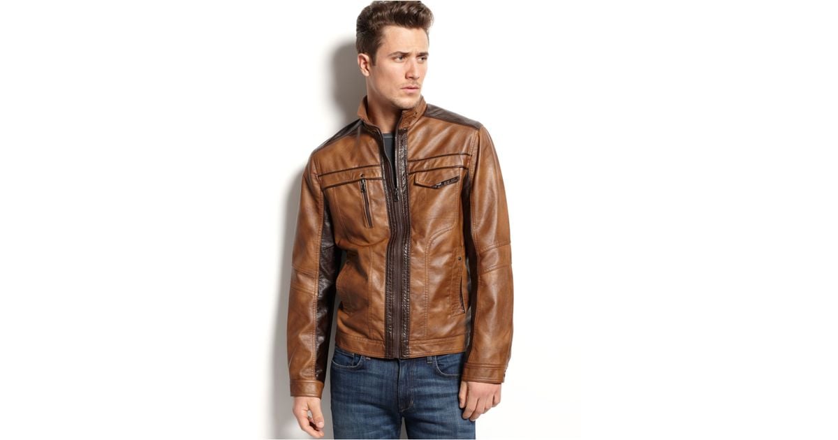 INC International Concepts Jones Faux Leather Jacket in Brown for Men Lyst