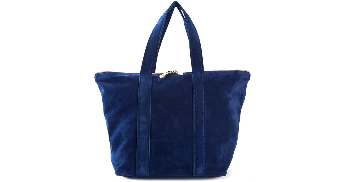 blue suede tote